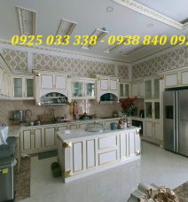 TỦ BẾP GỖ gõ đõ sơn trắng